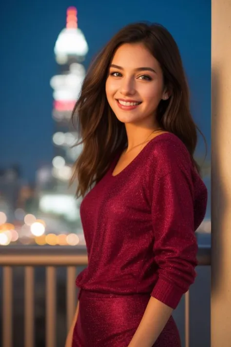 beautiful young girl 20_year_old, outdoors, standing, ((night city)), close-up photography, grin, matching outfit,
natural light...