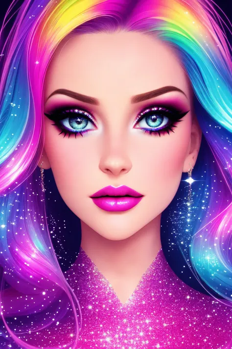 beautiful woman face, closeup, colorful makeup, sparkles, glitter, high contrast,
([ni(:0)na( :0)dobrev|lana( :0)del( :0)rey]:0....