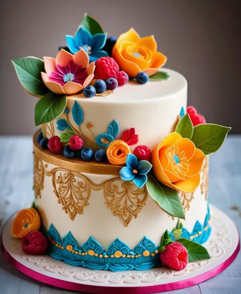 Delightful and delicate cakeï¼Intricate details and vibrant colors