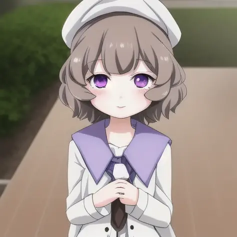 <lora:kotoko-iwanaga:1> kotoko-iwanaga, short hair, white beret, brown hair, violet eyes