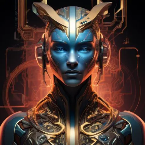 <lora:artfullyandroidmix:0.61>,(masterpiece, intricately detailed, best quality, highest resolution,:1),Androgenous biomorphic android celestial,merging biology and technology seamlessly in a genderless autonomous being,smooth metallic pearl skin,circuitry...