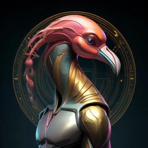 android,biomorphic,<lora:artfullyandroidmix:0.51>,echo,male,<lora:ArtfullyAlien.hs:0.5>,alien,
Androgenous biomorphic android flamingo,merging biology and technology seamlessly in a genderless autonomous being,smooth metallic pearl skin,circuitry radiating...