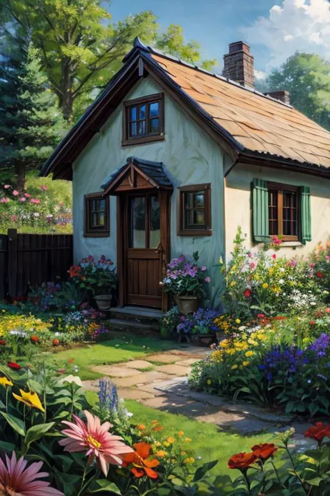 portrait of a cottage flower garden