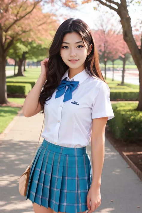 woman, beautiful face, cute, realistic, detailed, scenic view of school campus, full body shot
<lora:School Dress By Stable Yogi...