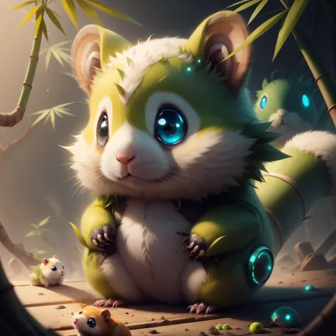 <lora:BambooTech-20:1>, bambootech , scifi, bamboo, fibers ,
cute hamster, pokemon \(creature\),