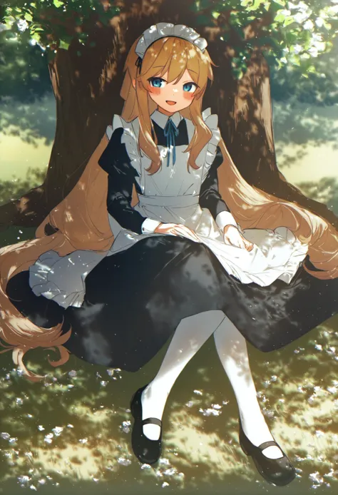 anime girl sitting under a tree reading a book