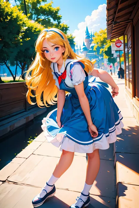 a close up of a woman in a dress and shoes on a sidewalk