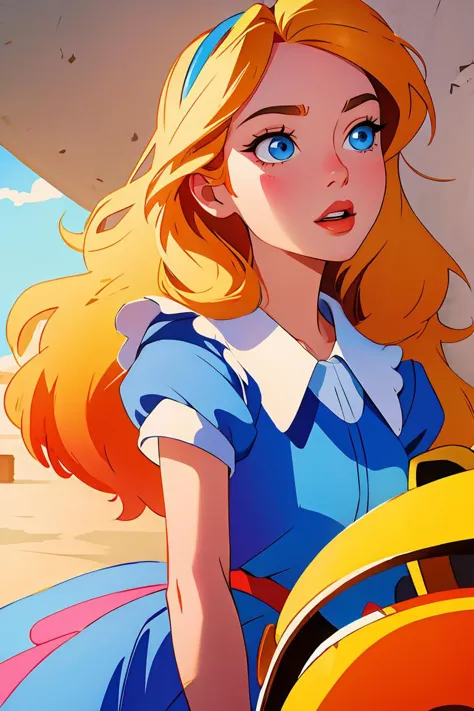 a close up of a cartoon girl with a backpack