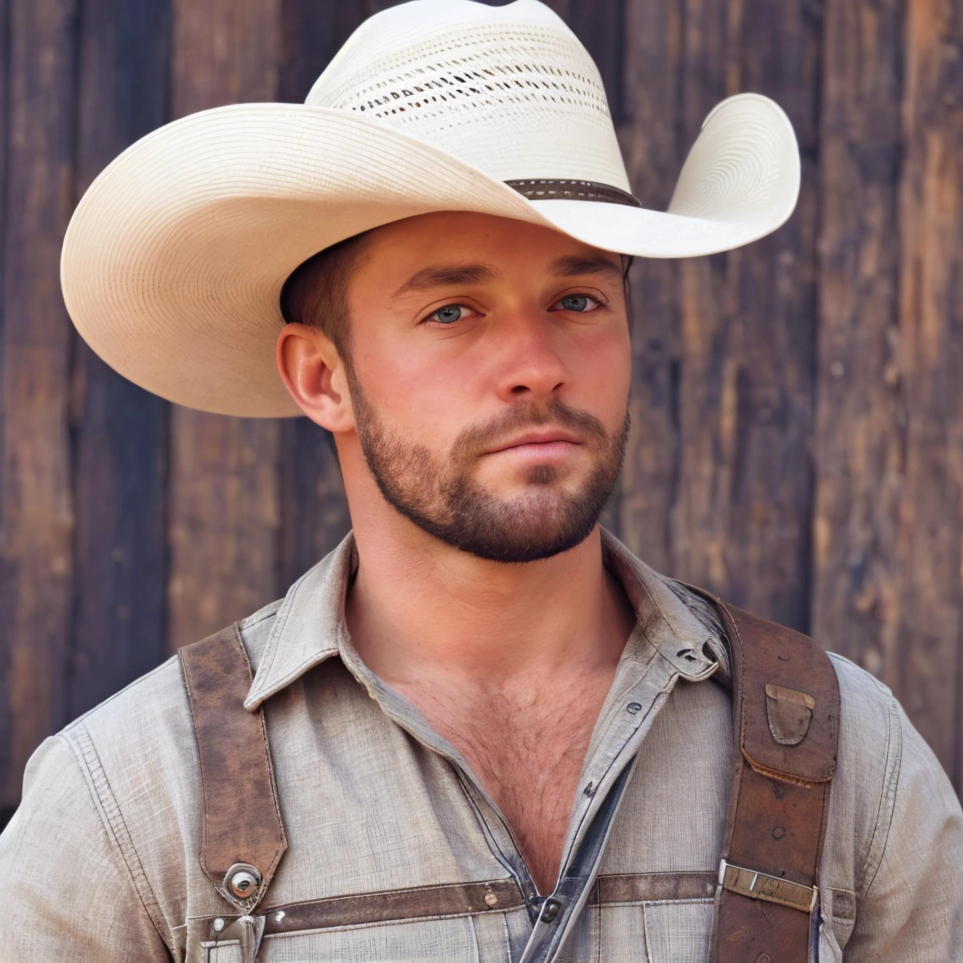 face, 1male, realistic, ultra quality, highly detailed, ultra HD,  looking straight ahead,  Cowboy hat, beautiful eyes