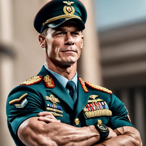 a photo of  john cena in a Russian military uniform, formal, office, realistic, photoreal, 8k, 4k, best quality, professional   ...