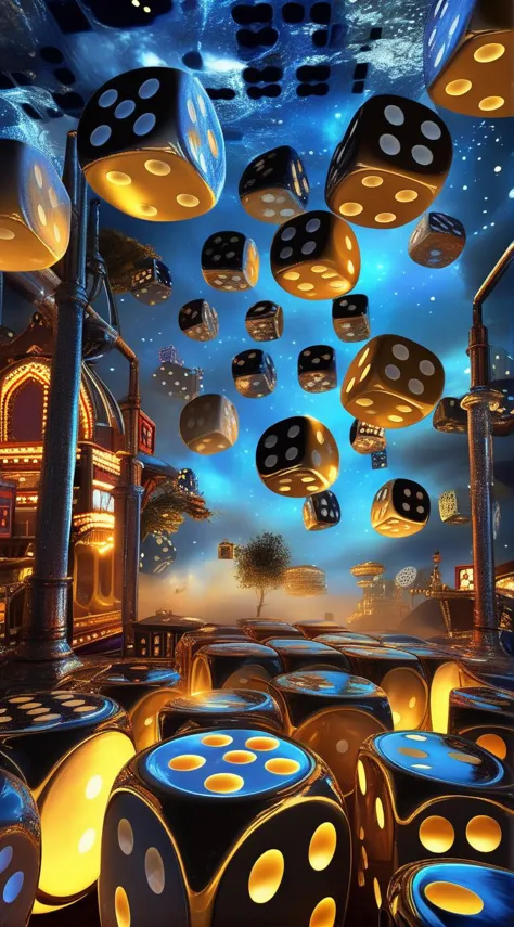 dice casino gambler enigmatic dreamscape surrealistic  <lora:dice:1>