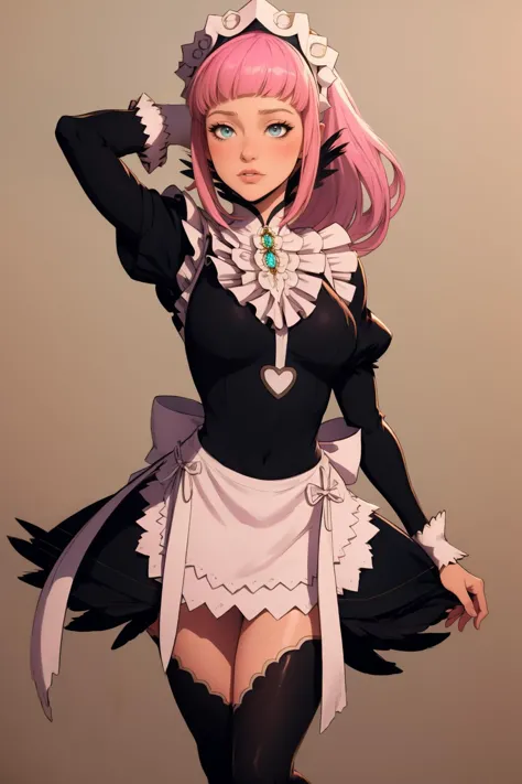 a cartoon picture of a woman in a maid outfit