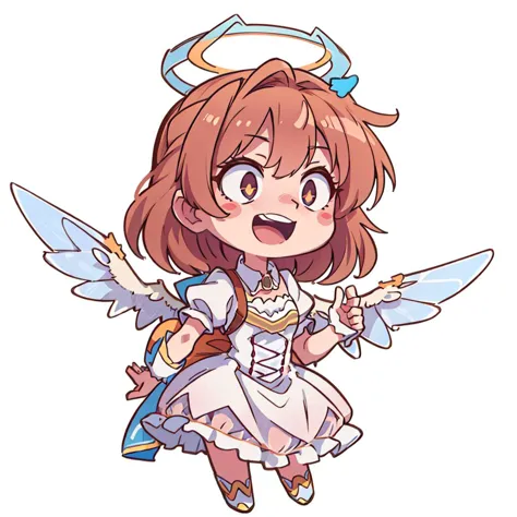 a cartoon image of a girl with angel wings and a sword