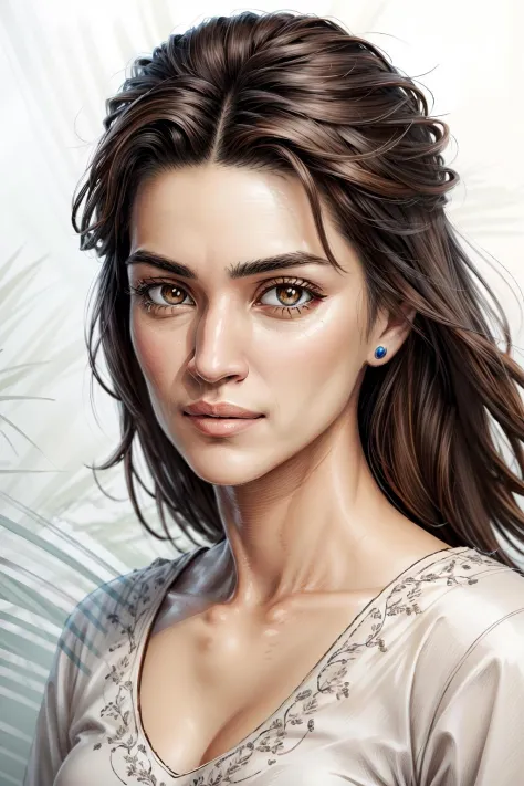 photorealistic,  best quality, masterpiece, realistic, highres, absurdres, <lora:kriti_sanon:1>,kr1t1 , ((vector))