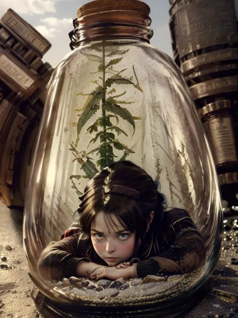 (((masterpiece))) , (((best quality))) , realistic style, <lora:Bottle_Sora:0.8> bottle, in glass bottle, Prussian cozy 1girl, solo, she is Absurd, she is Laying down, key visual, cinematic, epic, dynamic dramatic beautiful full taking, dynamic, beautiful composition, perfect composition