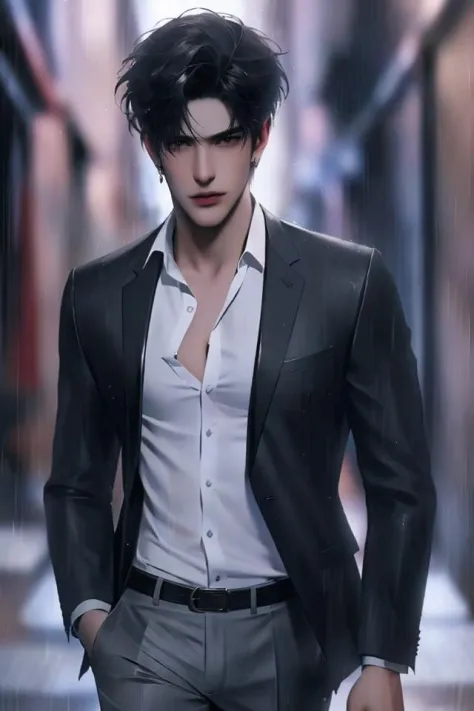 high quality,best,fine light,one,a handsome boy,the male protagonist of the novel,walking in the alley,a stunning lip shape,<lor...