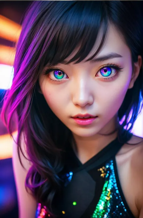 evil young woman, vivid, colorful, atmospheric, sexy, semirealistic, sparkling eyes, upper body, [Taiwanese], pov,