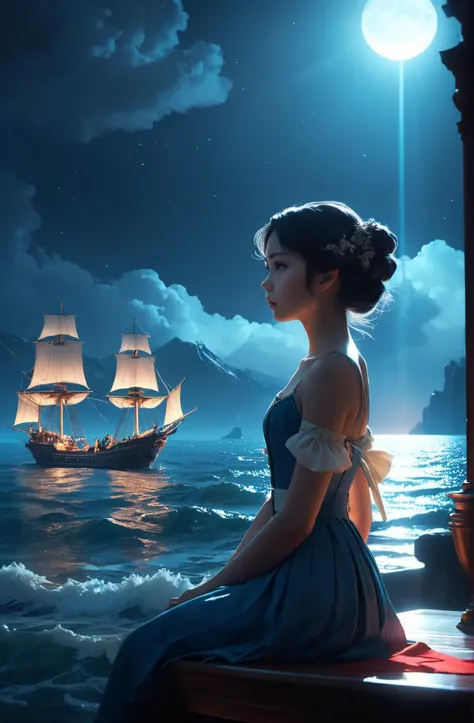 a glimmering scene,  ivan aivazovsky, greg rutkowski, ross tran, conrad roset, takato yomamoto, ilya kuvshinov. 4k, beautiful, cinematic dramatic atmosphere, sharp focus, volumetric lighting, cinematic lighting, studio quality