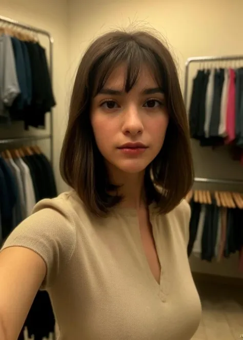 a (selfie:1.2) of a pretty (young:1.5) 1girl, (teenage:1.5), Skin luster, Rembrandt lighting,  
wearing counseling psychologist outfits, (infrared hair, retriever hair:1.36), Various postures, embarrassed, small breasts, 
in the (clothing store:1.4), her p...