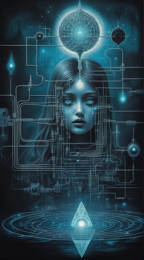 ampereart In the depths of the electrical, a dark and mysterious world unfolds, where a surreal death girl with eyes of liquid b...