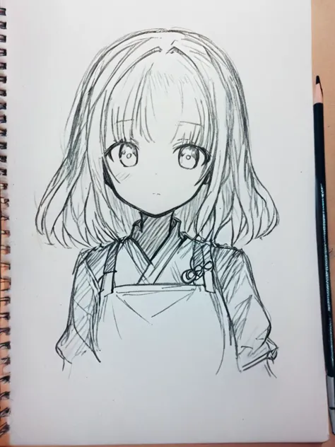 <lora:caogao:1>,sketch,Cute girl