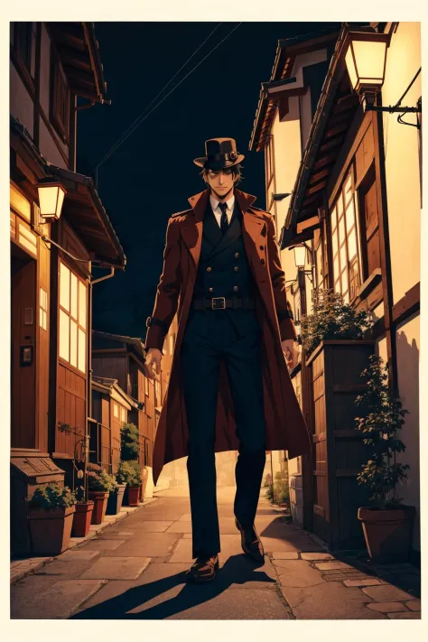 Dans le style évocateur de l&#39;animation japonaise, notre protagoniste masculin charismatique prend vie dans une superbe illustration dessinée à la main qui résume l&#39;essence de son personnage. Que ce soit dans le contexte d&#39;un village européen pittoresque, les ruelles sombres d&#39;une ville d&#39;inspiration noire, ou les paysages mystiques d&#39;un royaume d&#39;un autre monde, il incarne l’héroïsme comique européen classique. Ses yeux énigmatiques, rempli d&#39;intrigues, reflète la profondeur de ses aventures. Avec sa tenue vestimentaire minutieusement détaillée, que ce soit un trench-coat de détective vintage, un ensemble d&#39;inspiration steampunk, ou un costume médiéval fantastique, il capture l&#39;essence de l&#39;élégance européenne de la bande dessinée. Cette illustration met non seulement en valeur son design impeccable mais promet également un voyage passionnant rempli d&#39;énigmes., le suspense, et le charme intemporel du manga dessiné à la main et de l&#39;animation japonaise