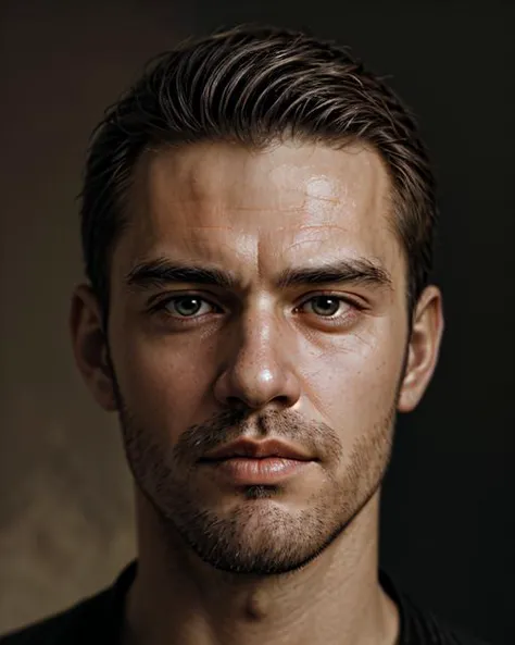 a close up of a man with a black shirt and a beard