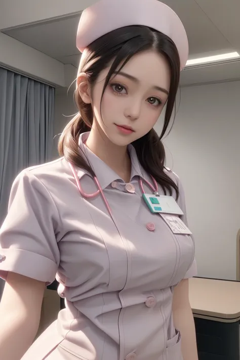 1girl, NURSE UNIFORM, NURSE CAP, <lora:lora:0.8>