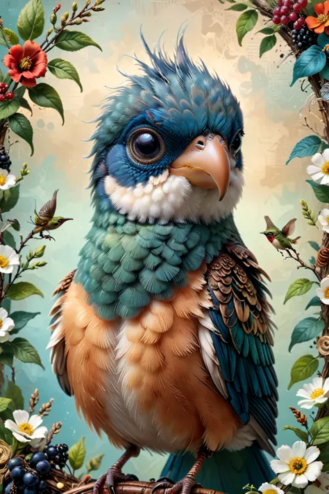 Collage style, an award-winning photo of an (bird | animal | bug ), hyperrealistic <lora:xl_more_art-full_v1:0.7> <lora:zhibi-sd...