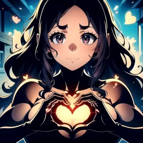 anime girl with heart in hands