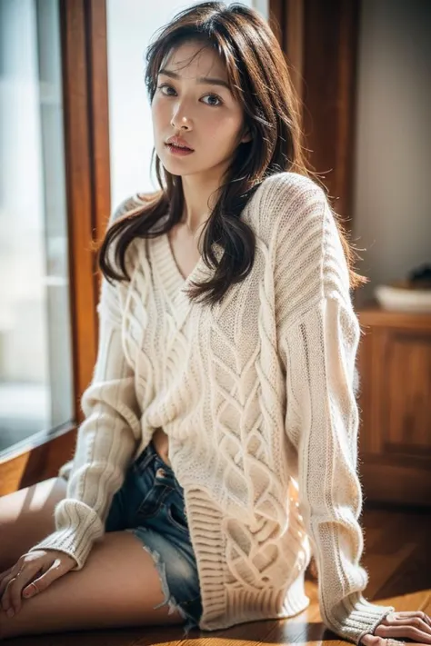 full body,white striped wool sweater,1girl,solo,
(8k, RAW photo, best quality, masterpiece:1.3),(realistic, photo-realistic:1.37...