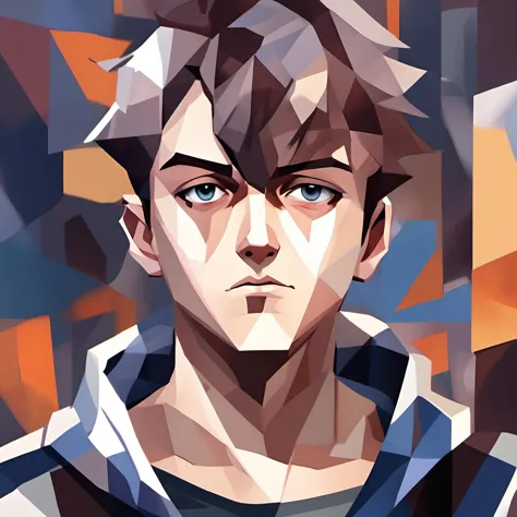 cubsimart, painting,boy,<lora:CubismArt:1>, portrait of an anime person, aesthetic, wlop, trending on artstation, deviantart, an...