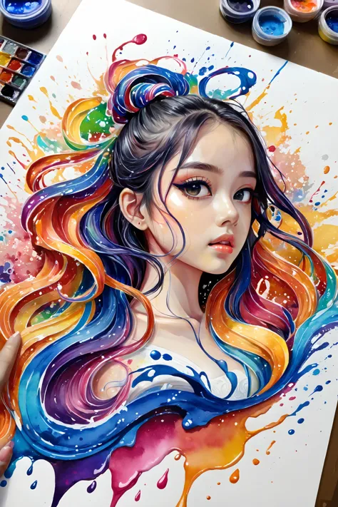 Colorful, multiple colors, intricate detail, splash screen, photorealistic, intricately detailed fluid gouache painting, calligraphy, acrylic, watercolor art,
masterpiece, best quality, 1girl,  <lora:kwFemaleBeta42_SDXL_v1:1>, waifu