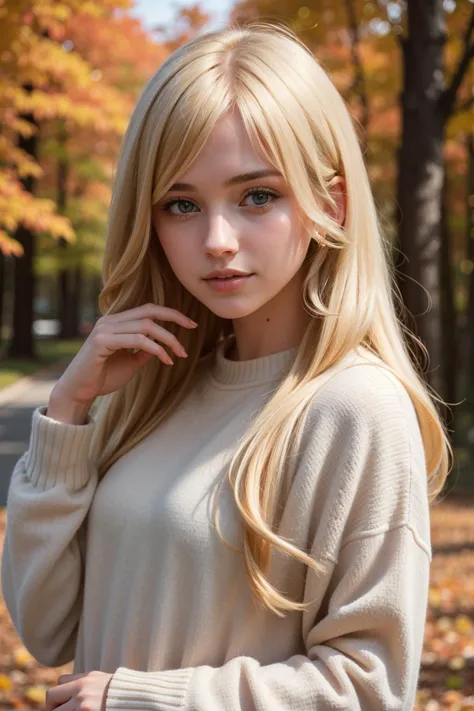 a close up of a woman with long blonde hair posing for a picture