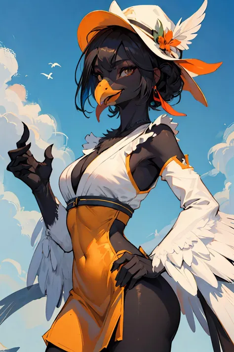 ((master piece, best quality)),sunny, sky, vivid color,  <lora:Anthro-Birds-v3.2.2-no_offset:0.8> anthro, bird, winged-arms, win...