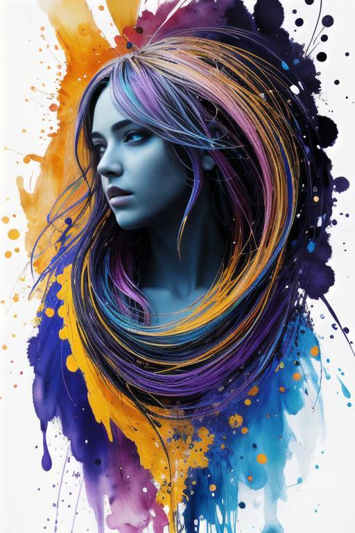 Colorful beautiful girl: a giru 28-years old, messy hair, oil painting, nice perfect face with soft skinice perfect face, blue yellow colors, light purple and violet additions, light red additions, intricate detail, splash screen, 8k resolution, masterpiece, cute face,artstation digital painting smooth veryBlack ink flow: 8k resolution photorealistic masterpiece: intricately detailed fluid gouache painting: by Jean Baptiste Mongue: calligraphy: acrylic: watercolor art, professional photography, natural lighting, volumetric lighting maximalist photoillustration: by marton bobzert:, complex, elegant, expansive, fantastical,  wavy hair, vibrant, Best quality details, realistic, High definition, High quality texture, epic lighting, Cinematic film still, 8k, soft lighting, anime style, masterful playing card border, random Colorful art, oil painting, blue yellow colors, light purple and violet additions, light red additions, intricate detail, splash screen, 8k resolution, masterpiece, artstation digital painting smooth veryBlack ink flow: 8k resolution photorealistic masterpiece: intricately detailed fluid gouache painting: by Jean Baptiste Mongue: calligraphy: acrylic: watercolor art, professional photography, natural lighting, volumetric lighting maximalist photoillustration: by marton bobzert:, complex, elegant, expansive, fantastical, vibrant
