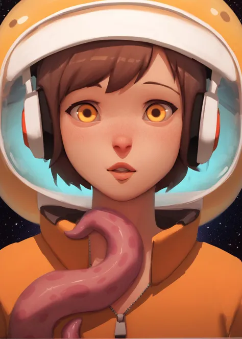 score_9, score_8_up, score_7_up, score_6_up, general, 1girl, solo, looking at viewer, short hair, brown hair, long sleeves, holding, jacket, upper body, yellow eyes, parted lips, orange eyes, headphones, tentacles, zipper, computer, octopus, jellyfish, space helmet
 <lora:Sinnerart_c-3:1> sinnerart