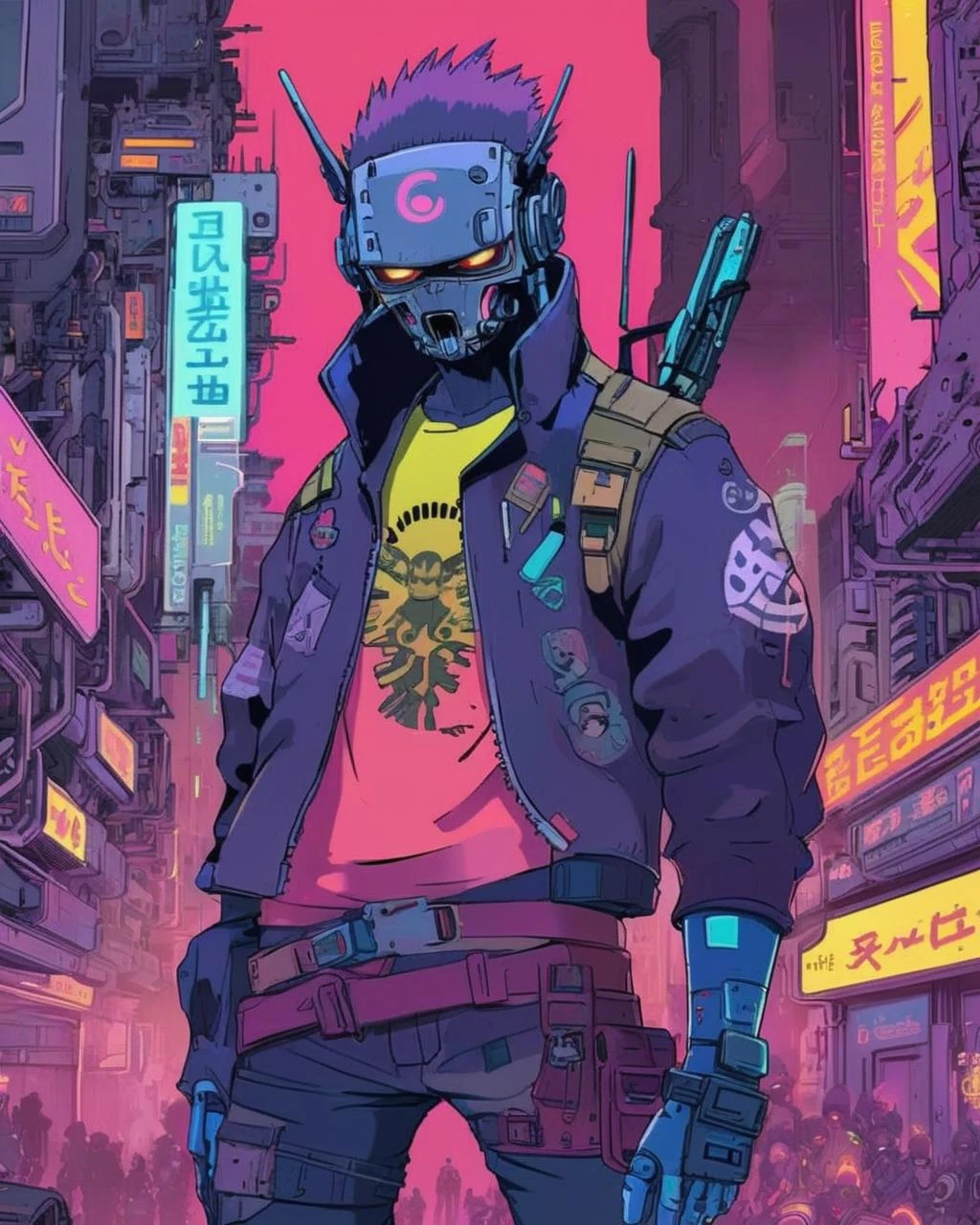 Anime, un combat final, des rebelles et des héros cyber-améliorés se mobilisent contre un assaut de monstruosités numériques, le choc des mondes éclatant dans un éclat de néon et de fureur.,  cyberpunk, Art cyberpunk, rétrofuturisme