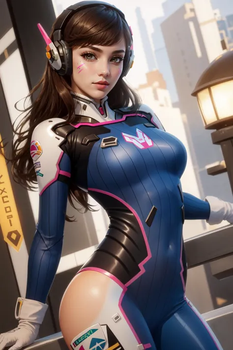 (masterpiece, best quality),  intricate details,
1girl,   <lora:dva:0.8> 1girl, d.va (overwatch), solo, long hair, whisker marki...