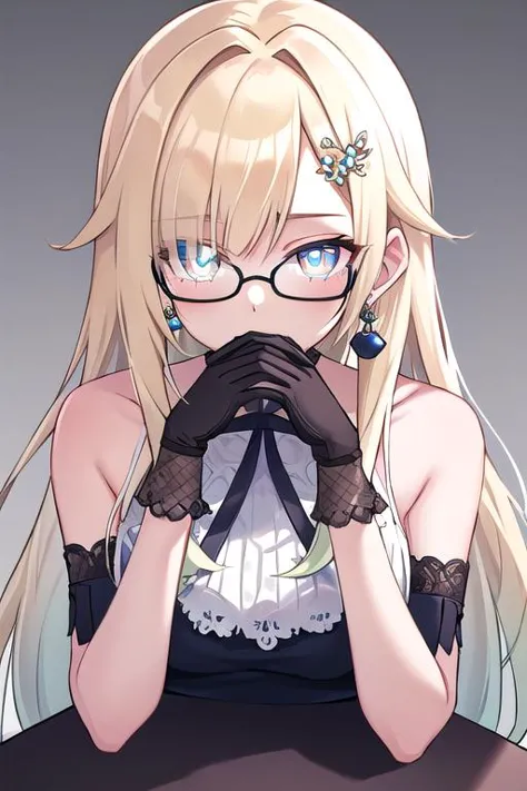 masterpiece, 1girl,gendou pose,(glowing eyes:1.2),opaque glasses, black backgroung, backlighting
 <lora:gendou pose:1.2>, (extremely detailed CG unity 8k wallpaper,masterpiece, best quality, ultra-detailed, beautiful detailed eyes),(best illumination, best shadow, an extremely delicate and beautiful, bloom), 1girl, aizawa ema, hair ornament, dress, gloves, black choker, jewelry, earrings <lora:emaAizawaVSPO_v10:0.6>