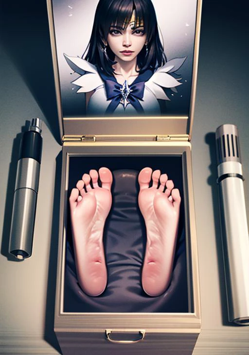 sailor saturn feetbox, highly detailed, 8k octane, HDR, ultra detailed, best quality, highest quality, realistic lighting, hyperdetailed, masterpiece, best quality, expressive eyes, perfect face