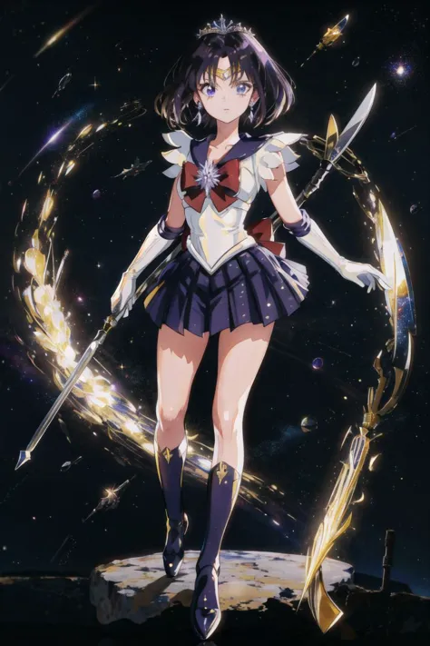 a woman in a sailor outfit holding a sword and a star