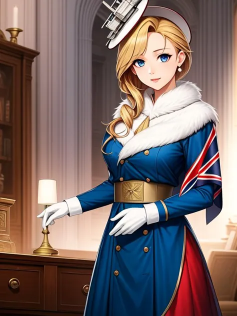 <lora:Hood_v3:1>1girl, black pantyhose, blonde hair, blue capelet, blue dress, blue eyes, blue skirt, def, earrings, frilled skirt, hair over shoulder, hat, hood_(azur_lane), jabot, jewelry, long dress, long hair, long skirt, long sleeves, tilted headwear, union jack, white gloves, white headwear, <lora:flatBG:-0.5> ,<lora:flat2:-0.5> ,<lora:hyperrefiner_v090:0.5> ,(dark light:1.2),(hyper extreme detailed),(masterpeace:0.5),(hyper extreme),(photorealistic),game cg,llustration,novel illustration,beautiful lighting,light from the front,good_hands,beautiful art ,BREAK