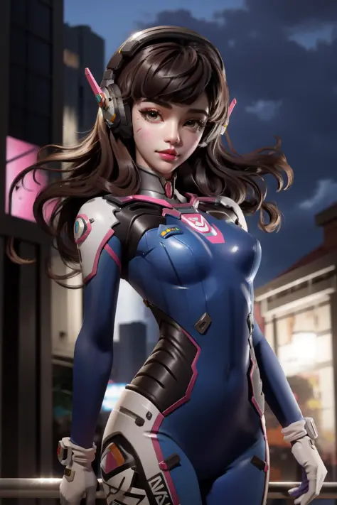 Dvaover 1girl Solo Dva Overwatch Brown Hair Seaart Ai