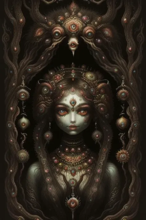 woman in a mythical forest, masterpiece, perfect face, intricate details, horror theme <lora:Dholbachie:1> dholbachie