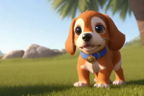 [3d disney pixar cute animal companion puppy fun movie, proper proportions, copy paste, vibrant colors, priority order, desirabl...