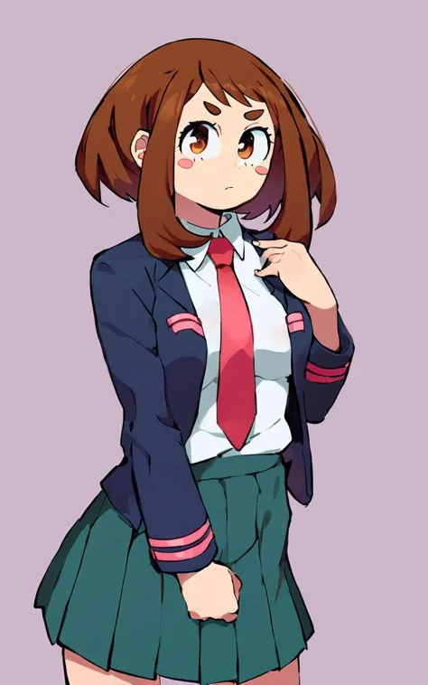 anime girl in a school uniform with a red tie