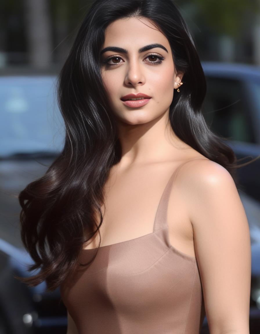 Anusha bhatia in a nude dress - SeaArt AI