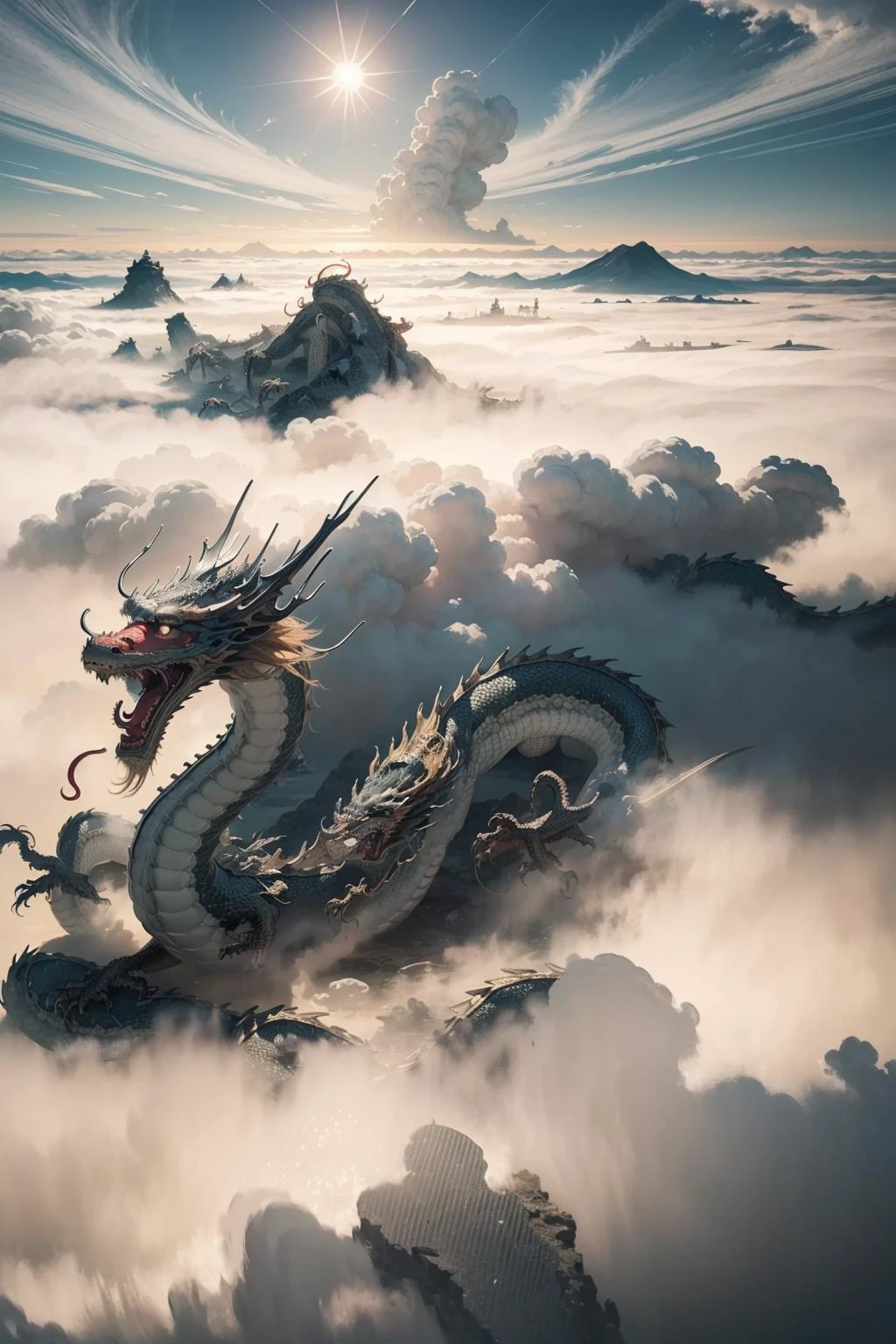 ruanyi0219,loong,cloudy sky,claws,eastern dragon - SeaArt AI