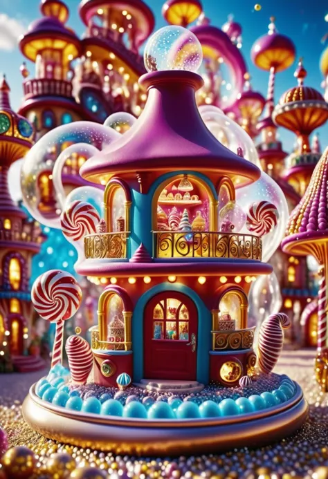 a close up of a colorful building with a lot of candy